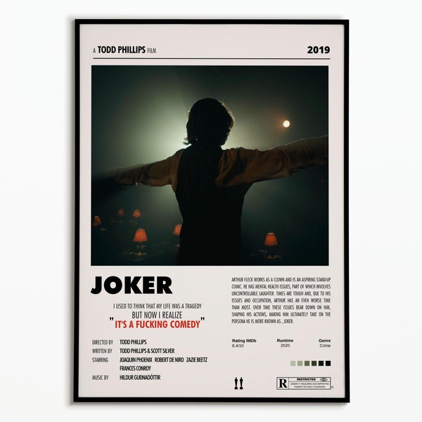 Affiche Film Joker 2019 | Poster film Joaquin Phoenix | Affiche décoration  | idée cadeau | Affiche à personnaliser