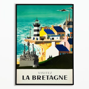 Póster de viaje vintage de Bretaña | Póster de viaje Bretaña | Póster decorativo | Cartel de viaje