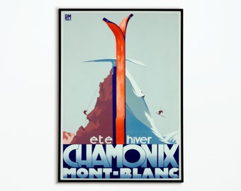 Vintage Poster Voyage Chamonix France - Travel Poster Chamonix 1933 - Poster Mont Blanc - Interior decoration - Print Poster