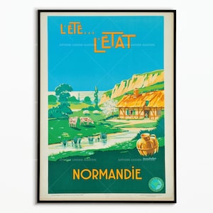 Poster Vintage Normadie - Poster de viagens Bretanha - Decoração de interiores - Impressão de pôsteres