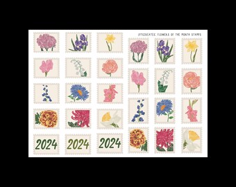 Planner Stickers: Flower of the Month Stamps