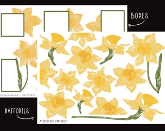 Planner Stickers: Daffodil + Boxes