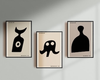 Jean Hans Arp Set of Three Prints, Minimal Print Set, Boho Poster Set, Bauhaus Wall Art.