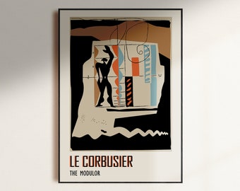 Le Corbusier Print Modulor, Bauhaus Poster, Art Exhibition Poster, Gift for Architect, Parchment.