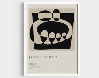 Josef Albers Poster, Abstract Painting, Wall Boho Print, Museum Exhibition Poster.