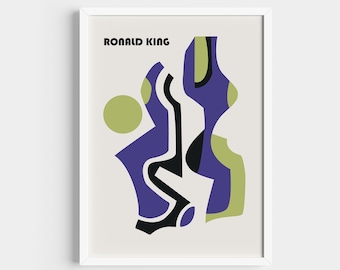 Ronald King Modern Art, Bauhaus Exhibition Poster, Boho Shapes Print, Minimalist Nature Poster.