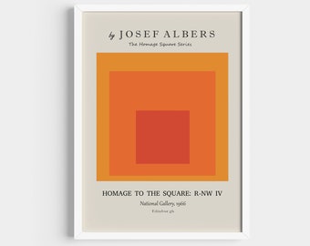 Josef Albers Square, Color Shape Poster, Bauhaus Exhibition Wall Art, Boho Shapes Print.