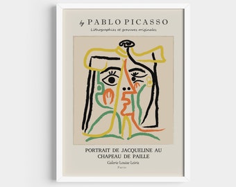 Picasso Exhibition Poster, Abstract Colourful Poster, Feminine Art Print, Contemporary Cubism.