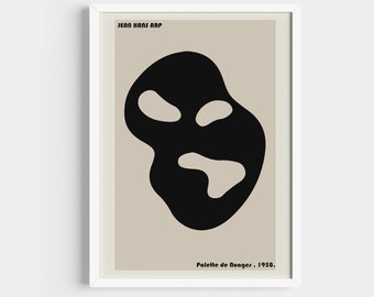 Jean Hans Arp Art Exhibition Mask Poster, Bauhaus Print, Mid Century.