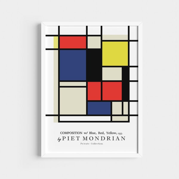 Piet Mondrian Composition, Bauhaus Poster, Geometric Mondernist Print, Midcentury Modernist Home Decor, New Home Owner Gift.