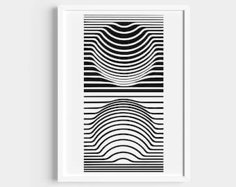 Victor Vasarely Print, Optical Illusion Art, Black and White Poster, Bauhaus Poster, Circle Poster Art.