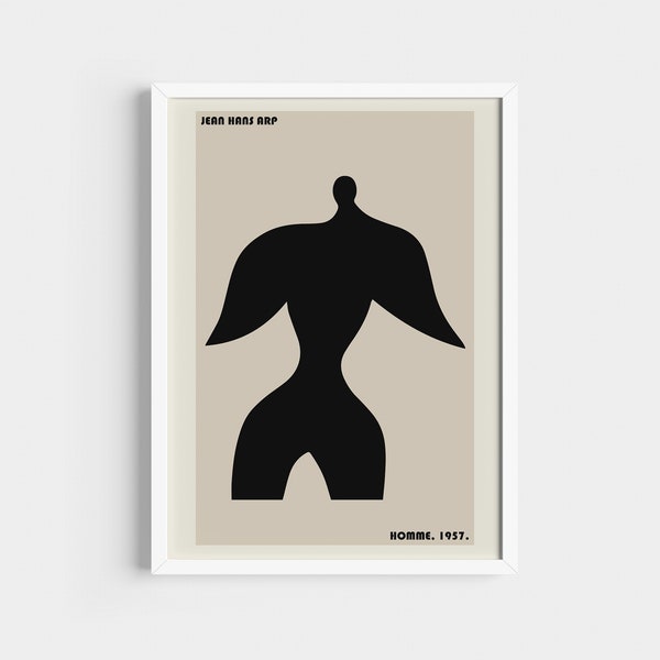 Jean Hans Arp Female Figure, Mid Century Poster, Abstract Female Body Art.