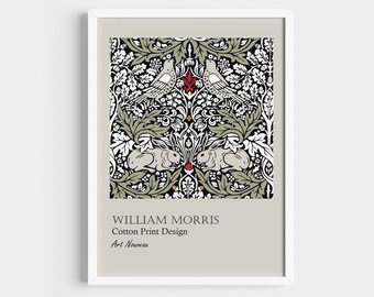 William Morris Fabric Motif Poster, Mid Century Inspired, Botanical Pattern Wall Art, 19th Century Printable Art.