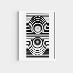 Victor Vasarely Op Art Poster Set of 3, Black White Optical Illusion (Digital Download) image 5