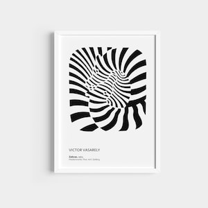Victor Vasarely Op Art Poster Set of 3, Black White Optical Illusion (Digital Download) image 6