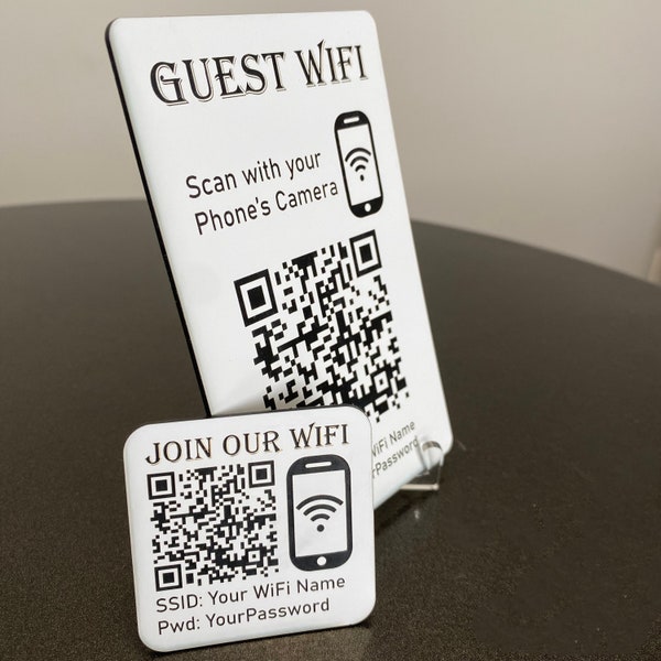 WiFi QR Code Sign and Magnet Combo - Easy Login to your Network, Scan for Password, Perfect for Guests, Customers, AirBnB Rental or Vacation