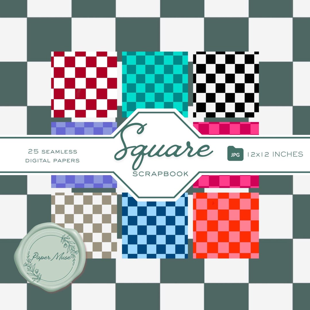 Geometric Squares Scrapbook Paper Pack – 25 Seamless 12x12 Digital ...