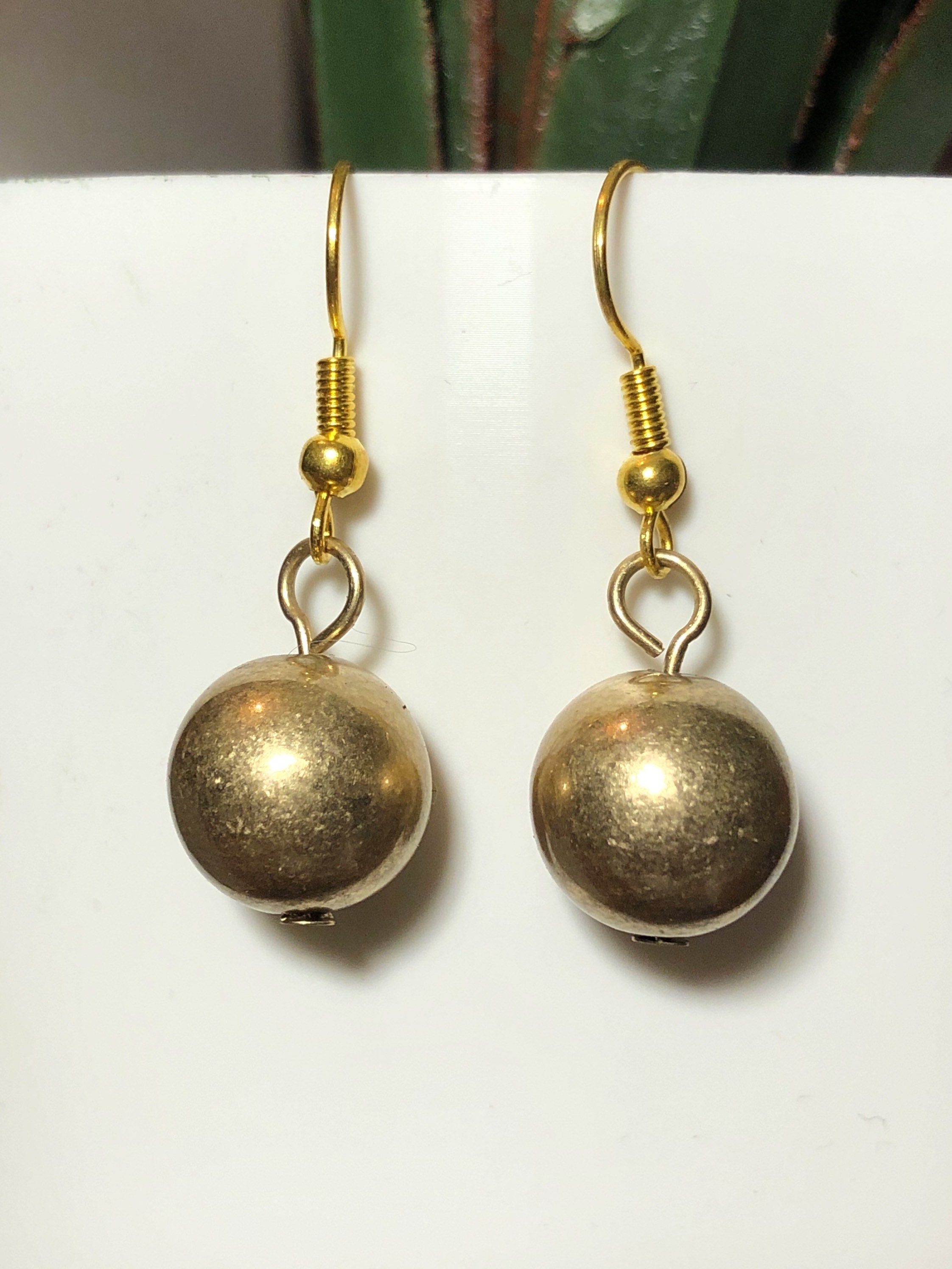 Gold ball earrings | Etsy