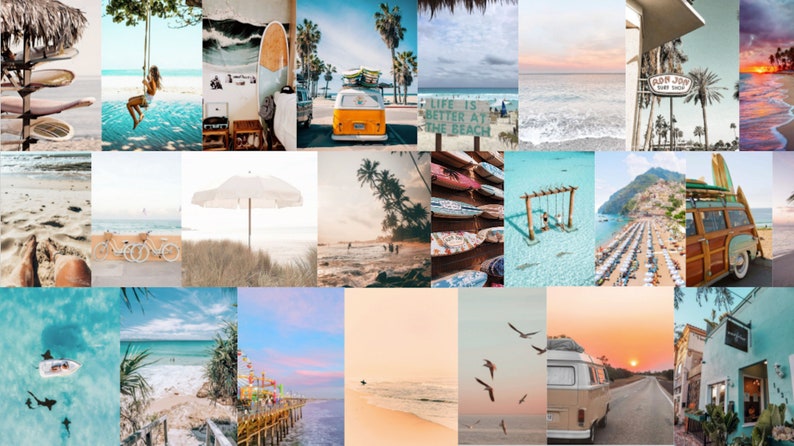 Beachy Aesthetic Wall Collage Photo Prints Kit - Etsy