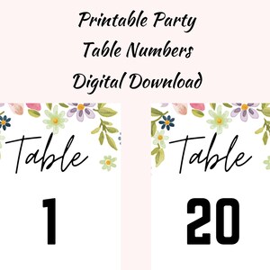 Party Wedding Baby Bridal Shower Table Numbers | Printable Table Numbers | Digital Download