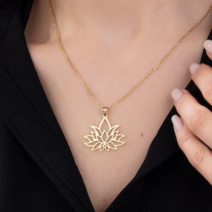 14K Gold Dainty Lotus Necklace, Gift For Her, Sterling Silver Lotus Pendant, Gifts For Mothers, Bridesmaid Gift, Best Birthday Gift For Mom