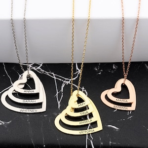 14K Gold Family Name Necklace For Mothers, Silver Multiple Name Necklace, Personalized Gifts, Gift For Grandmas, Best Birthday Gift For Mom
