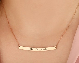 Best Gifts For Mother's Day, 14K Gold Name Plate Pendants, Dainty Name Tag Necklace, Coordinate Necklace, Gifts For Her, Gift For Mothers,