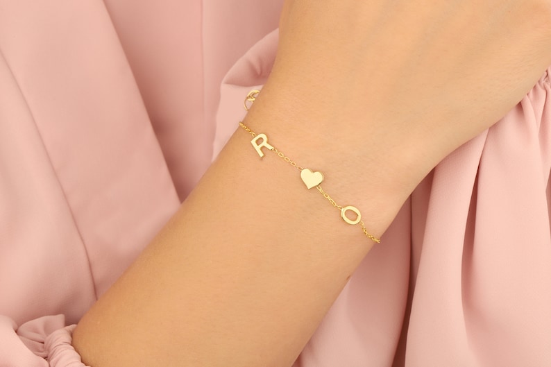 Mother/'s Day Gifts 14K Name Bracelet 14K Letter Initial Bracelet Personalized Name Bracelet 14K Initial Bracelet Personalized Gifts