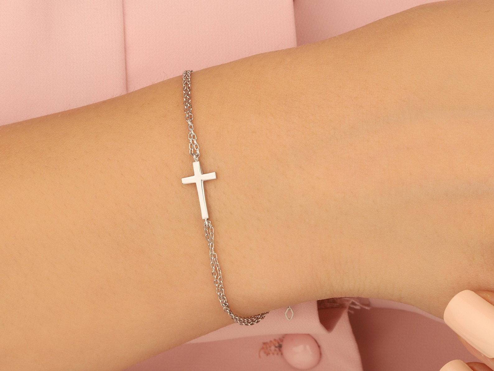 14K Gold Cross Bracelet 18K Solid Gold Cross Bracelet 14K Etsy