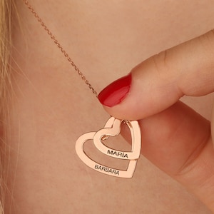 14K Gold Multiple Name Necklace, Silver Heart Name Necklace, Personalized Gifts For Mothers, Gifts For Grandmas, Best Birthday Gift For Mom