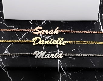 14K Solid Gold Name Bracelet, Silver Name Plate Bracelet, Birthday Gift For Her, Personalized Gifts For Mothers, Best Birthday Gift For Mom