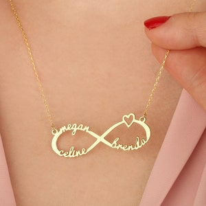 Silver Infinity Name Necklaces, Personalized Gifts, Gold Eternity Necklace, Multi Name Family Necklaces For Mom, Best Birthday Gift For Mom