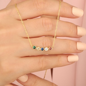 14K Gold Birthstone Necklaces, Silver Multi Birthstone Necklace, Personalized Gifts For Mothers, Birthday Gifts, Best Birthday Gift For Mom