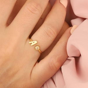 14K Gold Birthstone Rings, 10K Name Initial Ring, Silver Letter Birthstone Ring, Personalized Gifts For Mothers, Best Birthday Gift For Mom