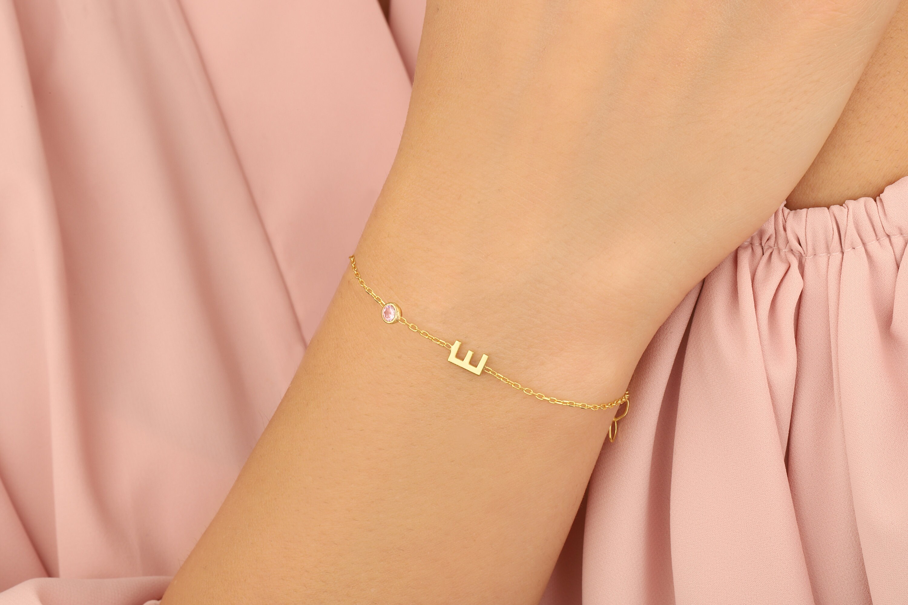WUSUANED Rose Gold Initial Bracelet Letter Bracelet Adjustable Chain Bracelet Personalized Jewelry For Women Girls 