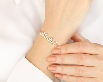 Sterling Silver Name Bracelet, 14K Gold Name Bracelet For Women, Birthday Gifts For Mothers, Personalized Gifts, Best Birthday Gift For Mom
