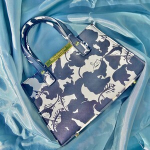 Only The Essentials: Mini Vegan Leather Tote Bag in Black and White Florals