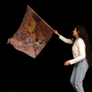 Lion of Judah Worship Flag - the King of all Nations, Prophetic Silk Banner, Dance Flag
