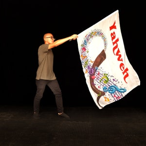 Yahweh Worship Flag - Silk Banner for Dance & Praise - Shofar Inspired