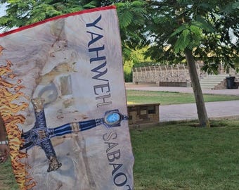 Jehovah Sabaoth Worship Flag | Lion of Judah Prophetic Banner