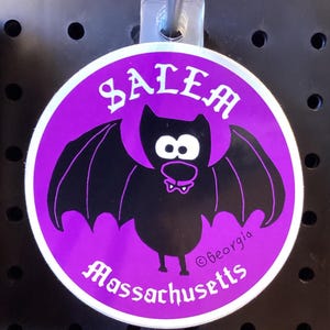 Salem, MA Vampire Bat 4" Diameter Vinyl Waterproof Sticker