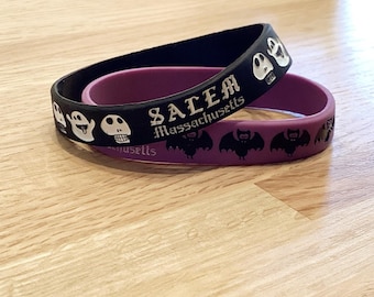 Salem, Massachusetts Skull & Ghost Silicone Rubber Bracelet