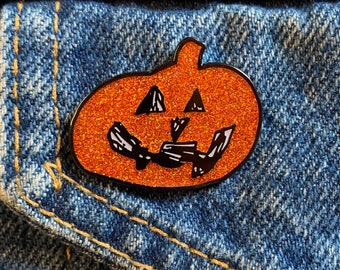 Glitter Pumpkin Enamel Pin