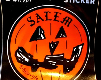 Salem Pumpkin 4 Inch Diameter Sticker