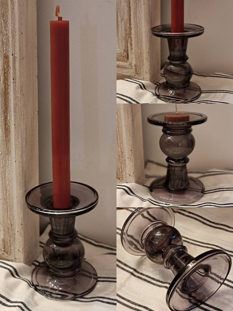 Bougeoir Verre Fumé Noir