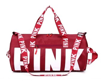 light pink duffle bag