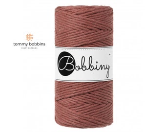 Bobbiny Macrame Cord 3mm, Sunset Earth Red, 100m, Single Twist Macrame String, Twisted Cotton Rope, Macrame Cord UK, Cotton Yarn, Bobbiny UK