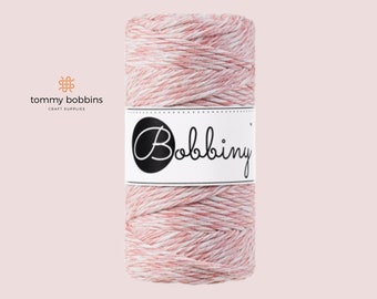 Bobbiny Macrame Cord 3mm, Strawberry, 100m, Single Twist Macrame String, Twisted Cotton Rope, Macrame Cord UK, Cotton Yarn, Bobbiny UK