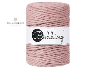 Bobbiny 5mm Macrame Cord, Blush Pink, 100m, Single Twist Macrame String, Chunky Yarn, Cotton Rope, Macrame Cord UK, Cotton Yarn, Bobbiny UK