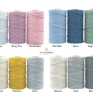 Macrame Cord 3mm, 10, 20 metres, Chunky Cotton Yarn, Single Twist Macrame String, Weaving Yarn, Macrame Cord UK, Cotton Rope, Made in UK
